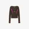 Techwear-top met lange mouwen voor dames in kaki-bruin/neonroze