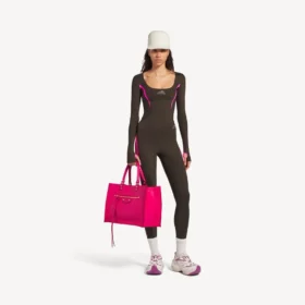 Techwear-top met lange mouwen voor dames in kaki-bruin/neonroze
