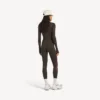 Techwear-top met lange mouwen voor dames in kaki-bruin/neonroze