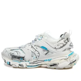 Track 1.0 Sneakers “Wit-blauw mesh en nylon graffiti” 542023W3SRA9014