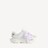 Track-sneaker met strik voor dames in wit/roze
