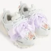 Track-sneaker met strik voor dames in wit/roze