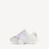 Track-sneaker met strik voor dames in wit/roze