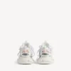 Track-sneaker met strik voor dames in wit/roze