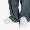 Track-sneaker met strik voor dames in wit/roze