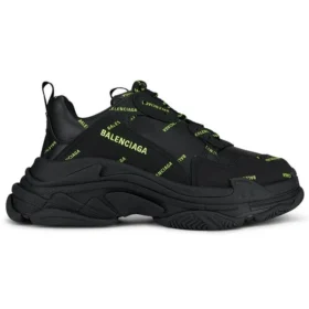 Triple S-Sneaker “Allover Logo – Zwart Fluo Geel” 536737W2FA11070