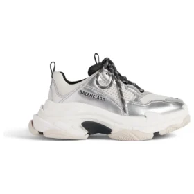Triple S-Sneakers “Zwart, wit en zilver, dubbel schuim en mesh” 536737W2FWM8191