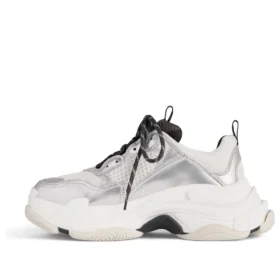 Triple S-Sneakers “Zwart Wit Zilver Dubbel schuim en mesh” 524039W2FWM8191