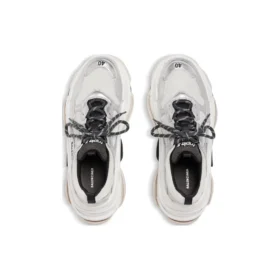 Triple S-Sneakers “Zwart Wit Zilver Dubbel schuim en mesh” 524039W2FWM8191