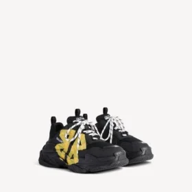 Triple S Tape Type Sneaker voor dames in zwart/geel