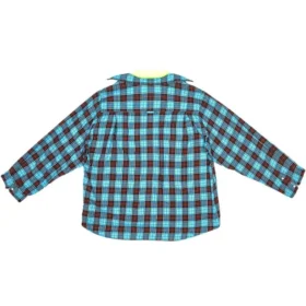 Trompe-l’œil geruit overhemd en T-shirt “Blue Neon Yellow” 699371TMM116305