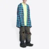 Trompe-l’œil geruit overhemd en T-shirt “Blue Neon Yellow” 699371TMM116305