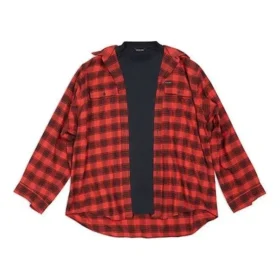 Trompe L’oeil geruit overhemd en T-shirt “Red Navy” 699371TNM256167