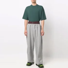 Trompe L’oeil-joggingbroek met dubbele tailleband “Rood Grijs” 662627TKM366100