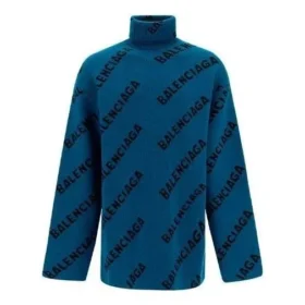 Trui met col en all-over logo “Petrol Blue” 657402T15672470