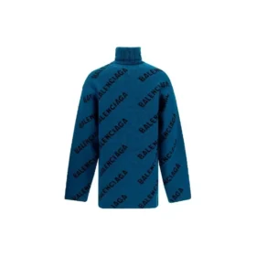Trui met col en all-over logo “Petrol Blue” 657402T15672470