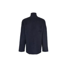 Trui met col en gekrabbeld logo van geborsteld katoen “Navy” 625935T31828065