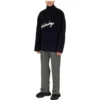 Trui met col en gekrabbeld logo van geborsteld katoen “Navy” 625935T31828065