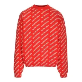 Trui met logo over het hele oppervlak en ronde hals “Red White” 702952T32336090