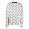 Trui met logo over het hele oppervlak en ronde hals “White Black” 702952T32339054