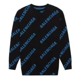 Trui met ronde hals en all-over logo “Black Blue” 625970T31781165