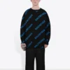 Trui met ronde hals en all-over logo “Black Blue” 625970T31781165