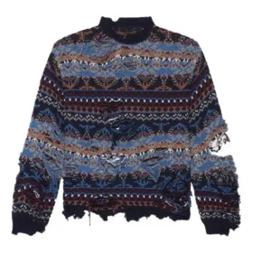 Trui van wolmix met vervaagde Fair Isle-print “Blue” 662518T16028088