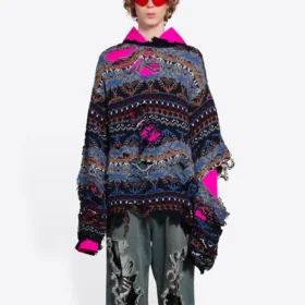 Trui van wolmix met vervaagde Fair Isle-print “Blue” 662518T16028088