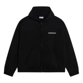 Turn hoodie met rits, wijde pasvorm “Zwart” 674719TLVB49034