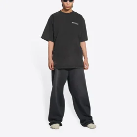Turn Slit T-shirt “Washed Black” 675016TLVB39034