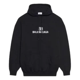 Unisex FW21 fleece met logo-opdruk, lange mouwen en capuchon, zwart 600583TKVI81070