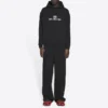Unisex FW21 fleece met logo-opdruk, lange mouwen en capuchon, zwart 600583TKVI81070