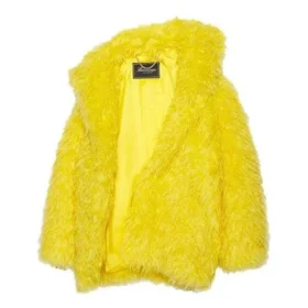 Unisex FW21 jas van imitatiebont, geel 663000TKQ077200