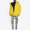 Unisex FW21 jas van imitatiebont, geel 663000TKQ077200