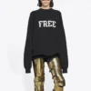 Unisex FW21 Sweatshirt met ronde hals en gratis print, zwart 652981TKVD41070