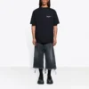 Unisex SS21 Bedrukkingsshirt met ronde hals en korte mouwen, zwart 612966TKV861070