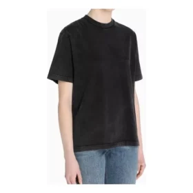 Unisex T-shirt met korte mouwen en alfabetlogo-print, grijs 594599THV851140