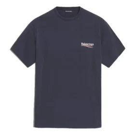 Unisex T-shirt met logo-patroon en korte mouwen, marineblauw 556150TAV444128