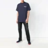 Unisex T-shirt met logo-patroon en korte mouwen, marineblauw 556150TAV444128