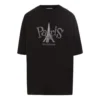Unisex T-shirt met Parijs-print, ronde hals, zwart 594599TGV661000