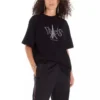 Unisex T-shirt met Parijs-print, ronde hals, zwart 594599TGV661000
