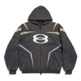 Unity Sports Icon Biker-hoodie met rits, oversized “Zwart Wit” 790359TQVM21070