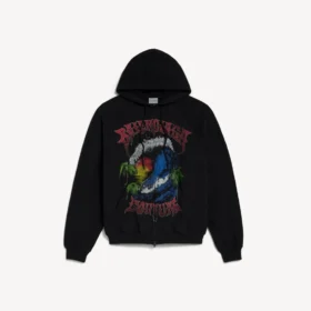 Vintage surfer-hoodie met rits voor heren in zwart