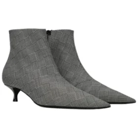 Wollen geruite laarzen met puntige neus “Grey” 579218W1SR01214