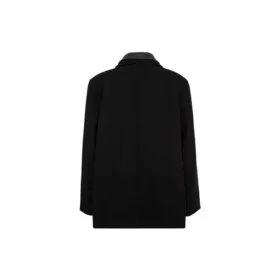 Wollen jas met dubbele kraag “Zwart” 626314TIU071000