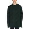 Wollen trui met ronde hals en logo over het hele oppervlak “Dark Green” 657400T15673050