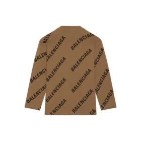 Wollen trui met ronde hals en logo-print over het hele oppervlak “Light Brown” 657401T32002900