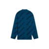 Wollen trui met ronde hals en logo-print over het hele oppervlak “Petrol Blue” 657400T15672470