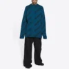 Wollen trui met ronde hals en logo-print over het hele oppervlak “Petrol Blue” 657400T15672470