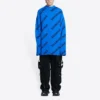 Wollen trui met rondhals en all-over logo “Blue” 657400T15673964